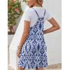 Zeagoo Women Summer Dresses Casual Beach Vacation Dress Spaghetti Strap Sundress Sleeveless Mini Short Dress with Pockets(Blue White Printed)