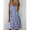 Zeagoo Women Summer Dresses Casual Beach Vacation Dress Spaghetti Strap Sundress Sleeveless Mini Short Dress with Pockets(Blue White Printed)
