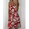 Zeagoo Women Summer Dresses Casual Beach Vacation Dress Spaghetti Strap Sundress Sleeveless Mini Short Dress with Pockets(Burgundy Floral)