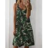 Zeagoo Women Summer Dresses Casual Beach Vacation Dress Spaghetti Strap Sundress Sleeveless Mini Short Dress with Pockets(Green-leaf Printed)