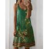 Zeagoo Women Summer Dresses Casual Beach Vacation Dress Spaghetti Strap Sundress Sleeveless Mini Short Dress with Pockets(Green-print)