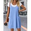 Zeagoo Women Summer Dresses Casual Beach Vacation Dress Spaghetti Strap Sundress Sleeveless Mini Short Dress with Pockets(Light Blue)