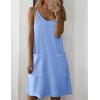 Zeagoo Women Summer Dresses Casual Beach Vacation Dress Spaghetti Strap Sundress Sleeveless Mini Short Dress with Pockets(Light Blue)