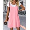 Zeagoo Women Summer Dresses Casual Beach Vacation Dress Spaghetti Strap Sundress Sleeveless Mini Short Dress with Pockets(Pink)