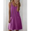 Zeagoo Women Summer Dresses Casual Beach Vacation Dress Spaghetti Strap Sundress Sleeveless Mini Short Dress with Pockets(Purple)