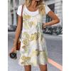 Zeagoo Women Summer Dresses Casual Beach Vacation Dress Spaghetti Strap Sundress Sleeveless Mini Short Dress with Pockets(White-leaf Printed)