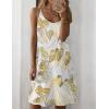 Zeagoo Women Summer Dresses Casual Beach Vacation Dress Spaghetti Strap Sundress Sleeveless Mini Short Dress with Pockets(White-leaf Printed)