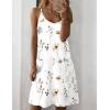 Zeagoo Women Summer Dresses Casual Beach Vacation Dress Spaghetti Strap Sundress Sleeveless Mini Short Dress with Pockets(White-print)