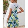 Zeagoo Women Summer Dresses Casual Beach Vacation Dress Spaghetti Strap Sundress Sleeveless Mini Short Dress with Pockets(Yellow Green Leaf)