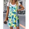 Zeagoo Women Summer Dresses Casual Beach Vacation Dress Spaghetti Strap Sundress Sleeveless Mini Short Dress with Pockets(Yellow Green Leaf)