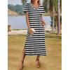 Zeagoo Women Summer Floral Dress Short Sleeve Beach Dress with Pockets Casual V-Neck Split Long T-Shirt Dress Travel Vacation(Black White Stripe)