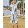 Zeagoo Women Summer Floral Dress Short Sleeve Beach Dress with Pockets Casual V-Neck Split Long T-Shirt Dress Travel Vacation(Blue White Tie Dye)