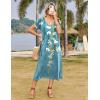 Zeagoo Women Summer Floral Dress Short Sleeve Beach Dress with Pockets Casual V-Neck Split Long T-Shirt Dress Travel Vacation(Floral Light Blue)