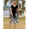 Zeagoo Women Summer Floral Dress Short Sleeve Beach Dress with Pockets Casual V-Neck Split Long T-Shirt Dress Travel Vacation(Flowers Black)