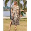 Zeagoo Women Summer Floral Dress Short Sleeve Beach Dress with Pockets Casual V-Neck Split Long T-Shirt Dress Travel Vacation(Gold Print)