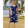 Zeagoo Women Summer Floral Dress Short Sleeve Beach Dress with Pockets Casual V-Neck Split Long T-Shirt Dress Travel Vacation(Navy Floral)