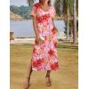 Zeagoo Women Summer Floral Dress Short Sleeve Beach Dress with Pockets Casual V-Neck Split Long T-Shirt Dress Travel Vacation(Pink-floral)