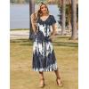 Zeagoo Women Summer Floral Dress Short Sleeve Beach Dress with Pockets Casual V-Neck Split Long T-Shirt Dress Travel Vacation(Stripe Tie Dye 2)
