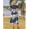 Zeagoo Women Summer Floral Dress Short Sleeve Beach Dress with Pockets Casual V-Neck Split Long T-Shirt Dress Travel Vacation(Stripe Tie Dye 2)