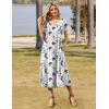 Zeagoo Women Summer Floral Dress Short Sleeve Beach Dress with Pockets Casual V-Neck Split Long T-Shirt Dress Travel Vacation(White Floral)