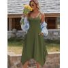 Zeagoo Women Summer Midi Dresses 2026 Hawaiian Bohemian Beach Cover Up Sundress Spaghetti Strap Casual Dress with Pockets(Army Green)