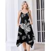 Zeagoo Women Summer Midi Dresses 2026 Hawaiian Bohemian Beach Cover Up Sundress Spaghetti Strap Casual Dress with Pockets(Black Leaf)