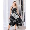 Zeagoo Women Summer Midi Dresses 2026 Hawaiian Bohemian Beach Cover Up Sundress Spaghetti Strap Casual Dress with Pockets(Black Leaf)