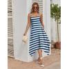 Zeagoo Women Summer Midi Dresses 2026 Hawaiian Bohemian Beach Cover Up Sundress Spaghetti Strap Casual Dress with Pockets(Blue Stripes)