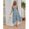 Zeagoo Women Summer Midi Dresses 2026 Hawaiian Bohemian Beach Cover Up Sundress Spaghetti Strap Casual Dress with Pockets(Floral Blue)