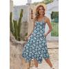 Zeagoo Women Summer Midi Dresses 2026 Hawaiian Bohemian Beach Cover Up Sundress Spaghetti Strap Casual Dress with Pockets(Floral Blue)