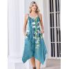 Zeagoo Women Summer Midi Dresses 2026 Hawaiian Bohemian Beach Cover Up Sundress Spaghetti Strap Casual Dress with Pockets(Floral Light Blue)