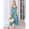 Zeagoo Women Summer Midi Dresses 2026 Hawaiian Bohemian Beach Cover Up Sundress Spaghetti Strap Casual Dress with Pockets(Floral Light Blue)