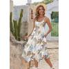 Zeagoo Women Summer Midi Dresses 2026 Hawaiian Bohemian Beach Cover Up Sundress Spaghetti Strap Casual Dress with Pockets(Leaf)