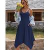 Zeagoo Women Summer Midi Dresses 2026 Hawaiian Bohemian Beach Cover Up Sundress Spaghetti Strap Casual Dress with Pockets(Navy Blue)