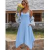 Zeagoo Women Summer Midi Dresses 2026 Hawaiian Bohemian Beach Cover Up Sundress Spaghetti Strap Casual Dress with Pockets(Sky)