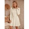 Zeagoo Women’s 2024 Casual Dress Crewneck Tie Waist Fall Ribbed Dress with Belt Long Sleeve A Line Flowy Sweater Dress(Apricot)