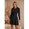 Zeagoo Women’s 2024 Casual Dress Crewneck Tie Waist Fall Ribbed Dress with Belt Long Sleeve A Line Flowy Sweater Dress(Black)