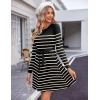 Zeagoo Women’s 2024 Casual Dress Crewneck Tie Waist Fall Ribbed Dress with Belt Long Sleeve A Line Flowy Sweater Dress(Black and Khaki)