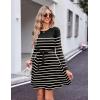 Zeagoo Women’s 2024 Casual Dress Crewneck Tie Waist Fall Ribbed Dress with Belt Long Sleeve A Line Flowy Sweater Dress(Black and Khaki)