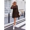 Zeagoo Women’s 2024 Casual Dress Crewneck Tie Waist Fall Ribbed Dress with Belt Long Sleeve A Line Flowy Sweater Dress(Brown)