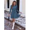 Zeagoo Women’s 2024 Casual Dress Crewneck Tie Waist Fall Ribbed Dress with Belt Long Sleeve A Line Flowy Sweater Dress(Dark Blue)
