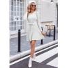 Zeagoo Women’s 2024 Casual Dress Crewneck Tie Waist Fall Ribbed Dress with Belt Long Sleeve A Line Flowy Sweater Dress(White)