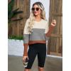 Zeagoo Women’s 2025 Fall Sweaters Casual Long Sleeve Crew Neck Ribbed Knit Side Slit Pullover Sweater(Gray&orange)