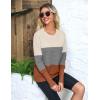 Zeagoo Women’s 2025 Fall Sweaters Casual Long Sleeve Crew Neck Ribbed Knit Side Slit Pullover Sweater(Gray&orange)