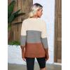 Zeagoo Women’s 2025 Fall Sweaters Casual Long Sleeve Crew Neck Ribbed Knit Side Slit Pullover Sweater(Gray&orange)