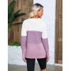 Zeagoo Women’s 2025 Fall Sweaters Casual Long Sleeve Crew Neck Ribbed Knit Side Slit Pullover Sweater(Purple&white)