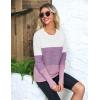 Zeagoo Women’s 2025 Fall Sweaters Casual Long Sleeve Crew Neck Ribbed Knit Side Slit Pullover Sweater(Purple&white)