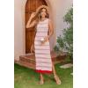 Zeagoo Womens Bodycon Midi Dresses Summer Casual Sleeveless Dress Women Knit Side Slit Striped 2025 Long Tank Dress(Pink-white)