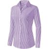 Zeagoo Womens Button Down Shirts Long Sleeve V Neck Tops Wrinkle Free Collared Work Office Solid Blouses Corset Tops(Purple Stripe)