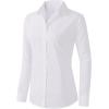 Zeagoo Womens Button Down Shirts Long Sleeve V Neck Tops Wrinkle Free Collared Work Office Solid Blouses Corset Tops(White)